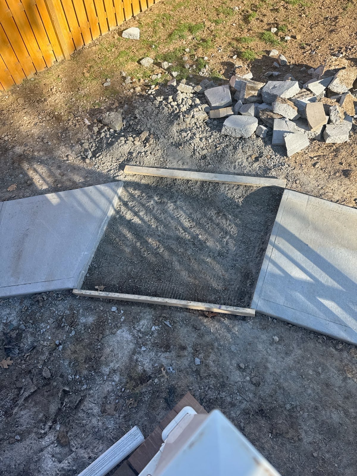 Concrete walkway pour — Before