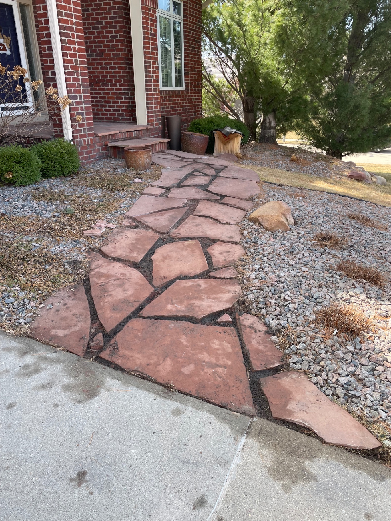 Flagstone walkway restoration — Before