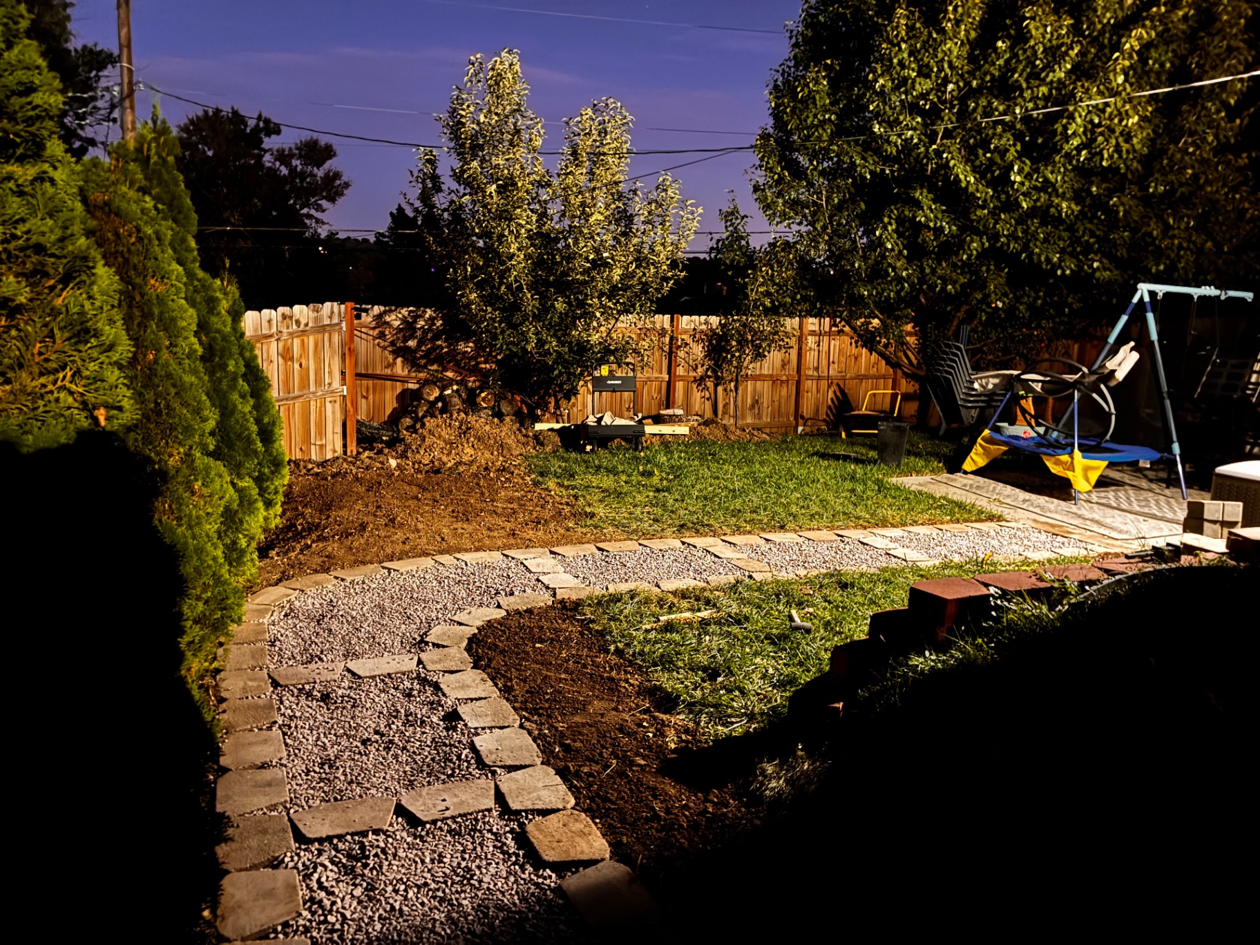 Stone Garden Pathway — Backyard view