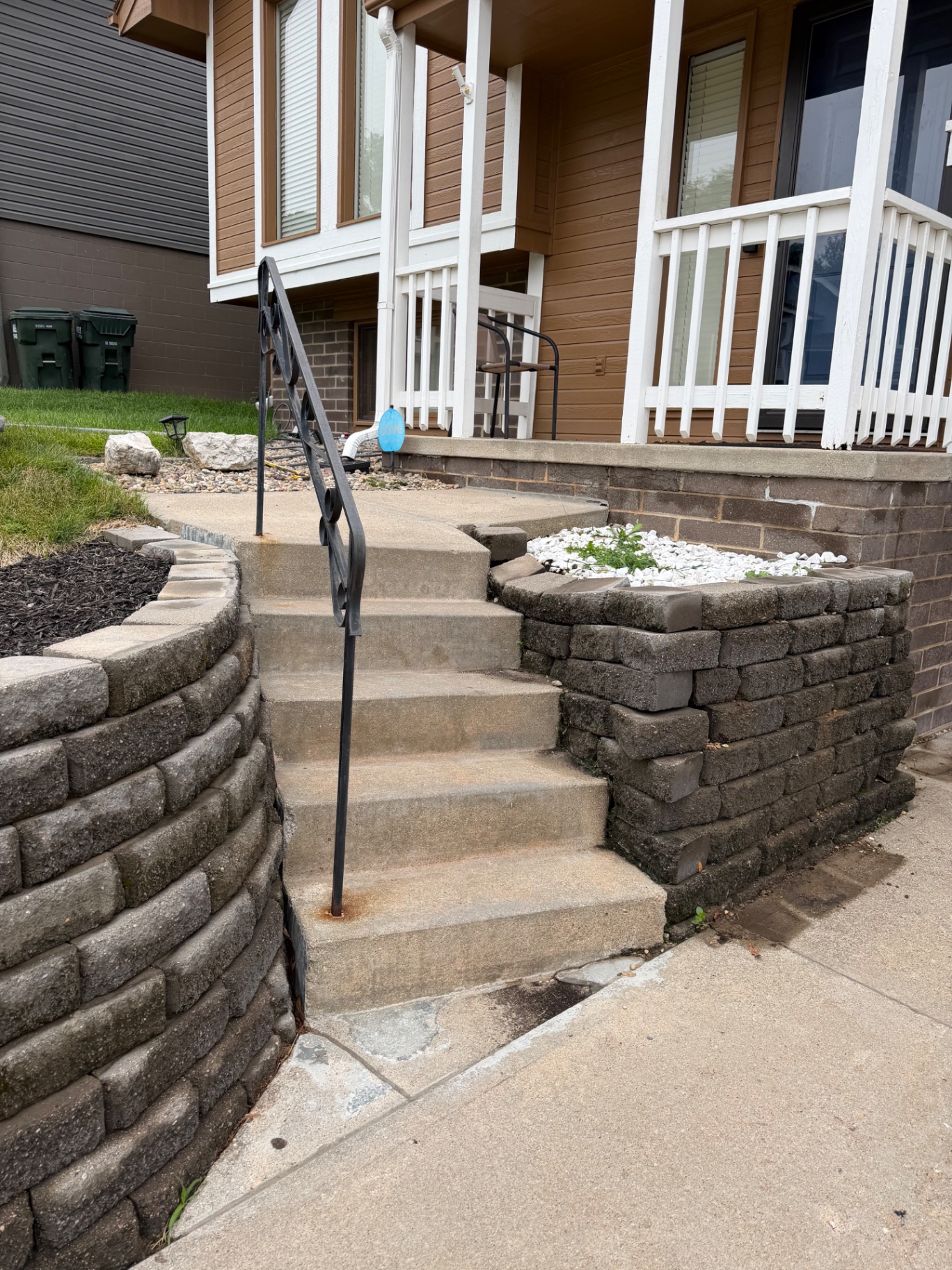 Front steps & retaining walls — Before